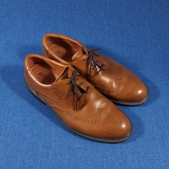 Ecco Other - ECCO Wingtip Brogue Oxford Dress Shoes Mens Size EU 46 US 12-12.5 Brown Lace Up